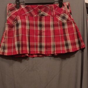 BONGO Red and Black Plaid Mini Skirt